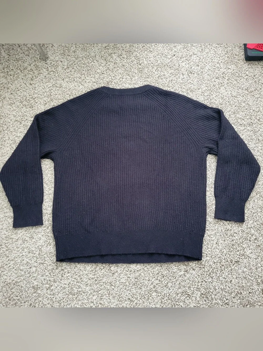 J. Crew Ribbed 100% Cashmere Oversized Crewneck Sweater Black Crew Size Small